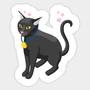 3d effect Black cat with medal Sticker